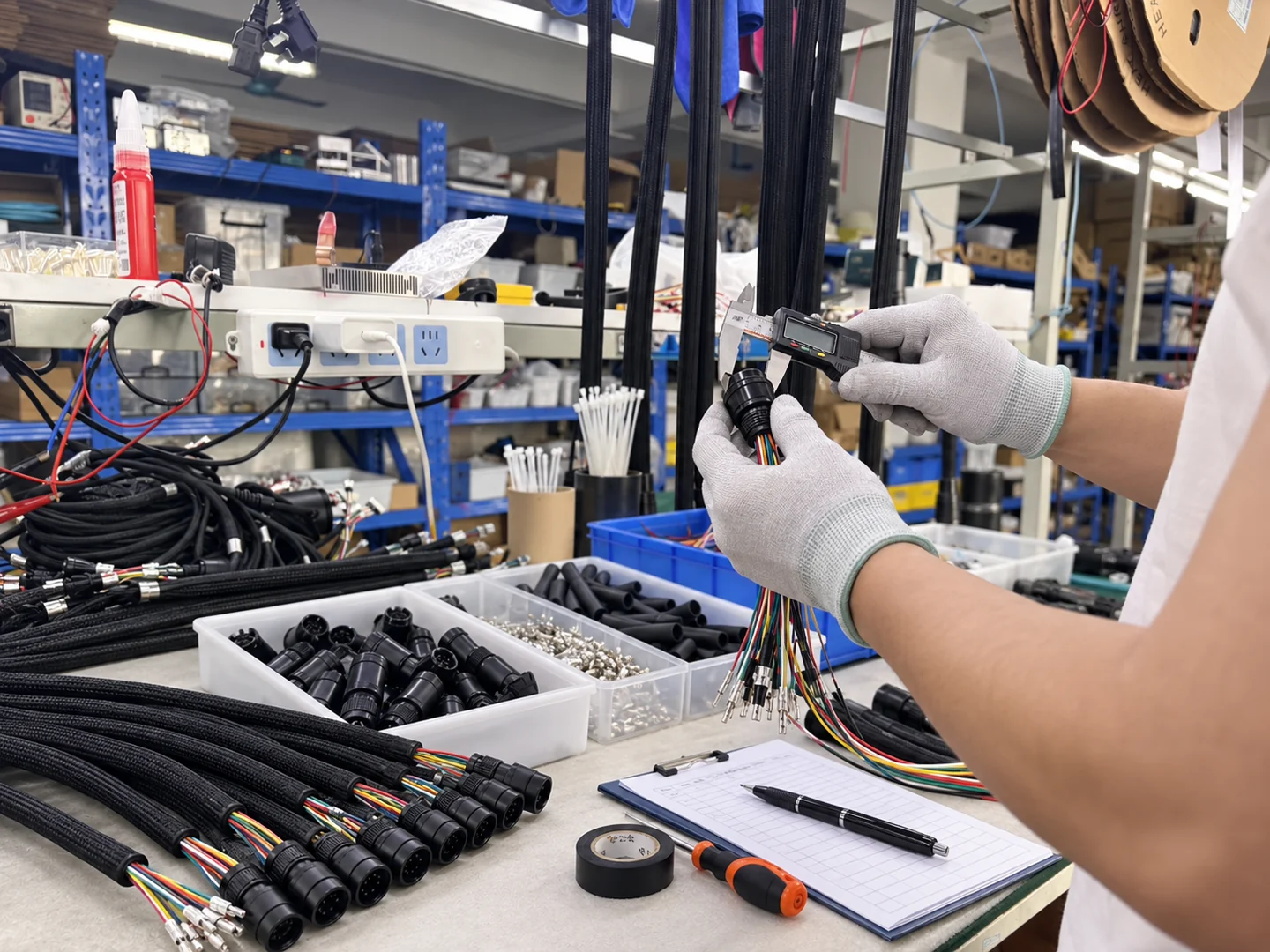 Inspection of cable harness connectors before aesthetic equipment assembly